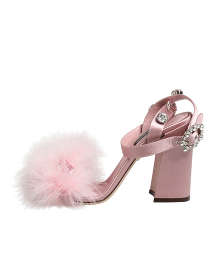 Sandali con cinturino alla caviglia e paillettes rosa Dolce &amp; Gabbana
