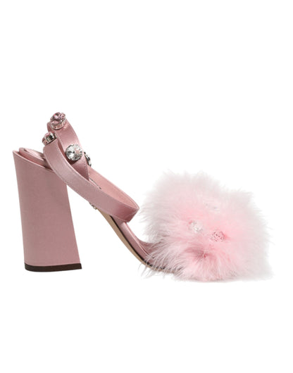 Sandali con cinturino alla caviglia e paillettes rosa Dolce &amp; Gabbana