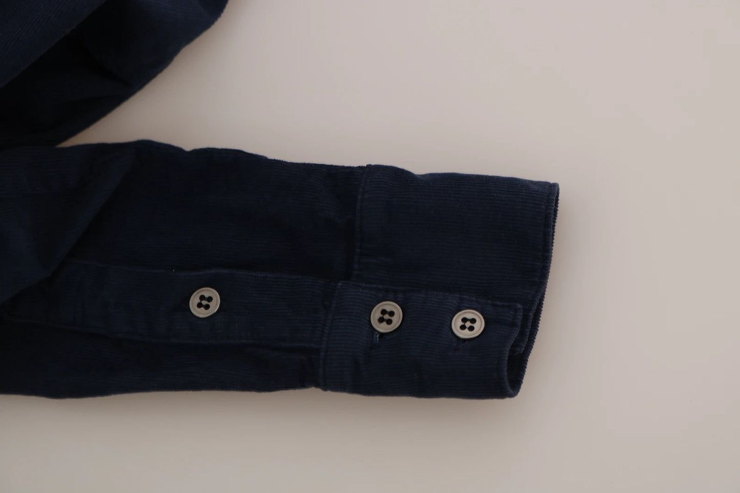 Camicia a maniche lunghe in velluto a coste blu cotone Acht