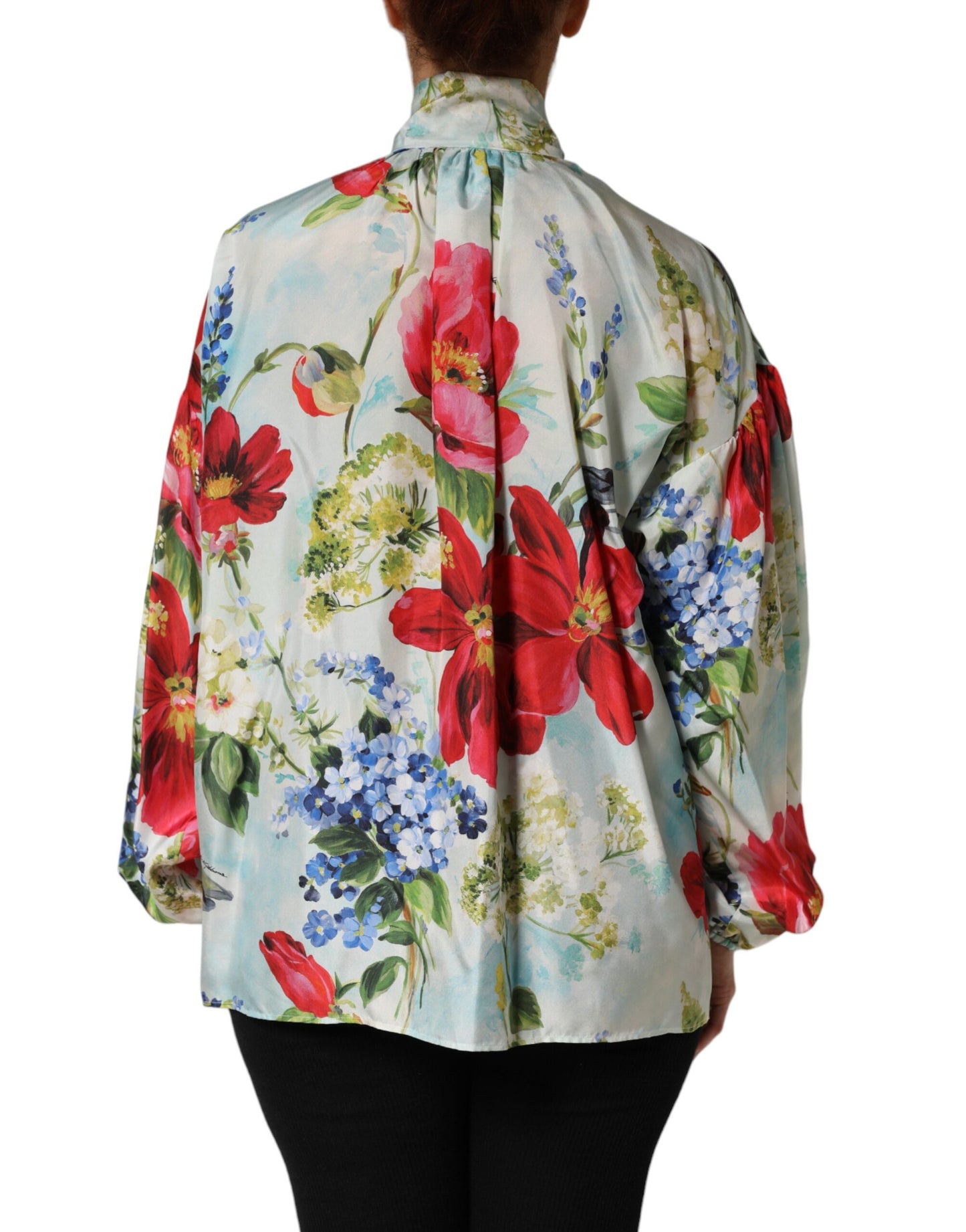 Dolce &amp; Gabbana Top blusa a maniche lunghe con stampa floreale multicolore
