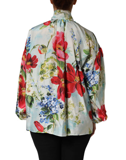Dolce &amp; Gabbana Top blusa a maniche lunghe con stampa floreale multicolore