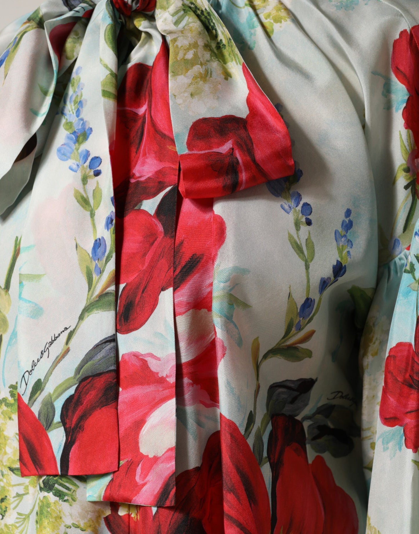 Dolce &amp; Gabbana Top blusa a maniche lunghe con stampa floreale multicolore