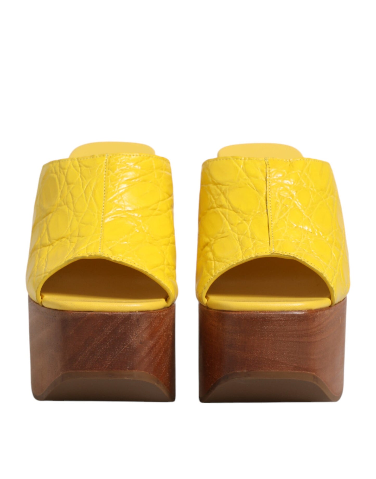 Scarpe con zeppa in pelle gialla Dolce & Gabbana