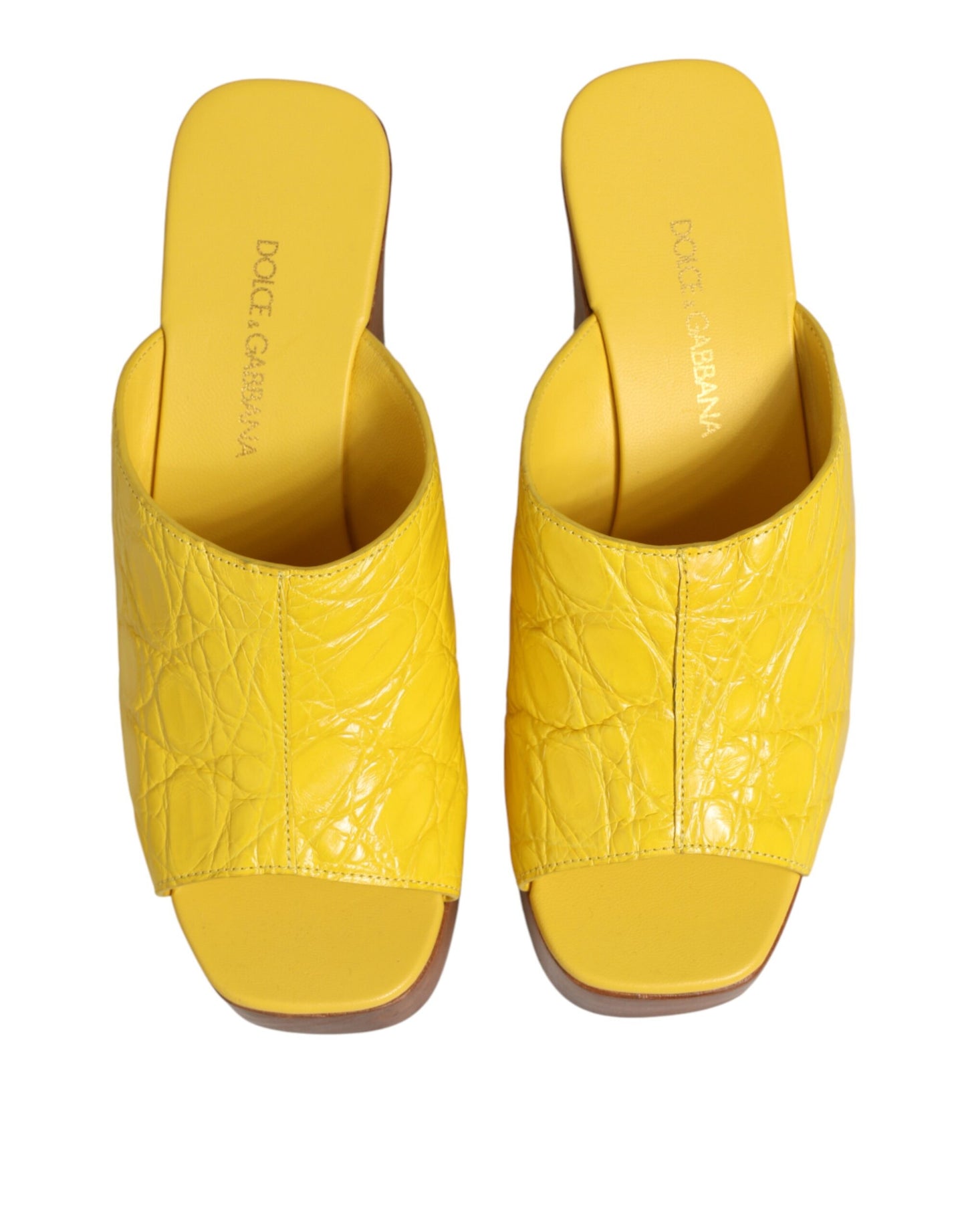 Scarpe con zeppa in pelle gialla Dolce & Gabbana