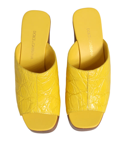 Scarpe con zeppa in pelle gialla Dolce & Gabbana