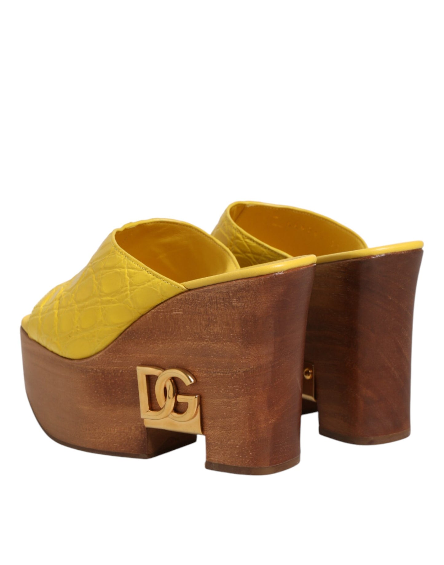 Scarpe con zeppa in pelle gialla Dolce & Gabbana
