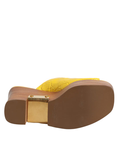 Scarpe con zeppa in pelle gialla Dolce & Gabbana