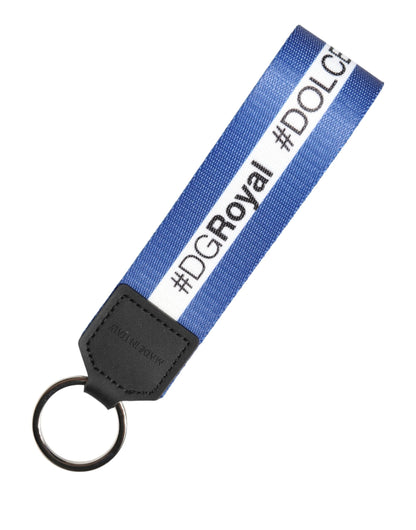 Portachiavi Dolce &amp; Gabbana in poliestere e PVC con logo bianco e blu