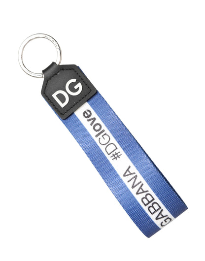 Portachiavi Dolce &amp; Gabbana in poliestere e PVC con logo bianco e blu