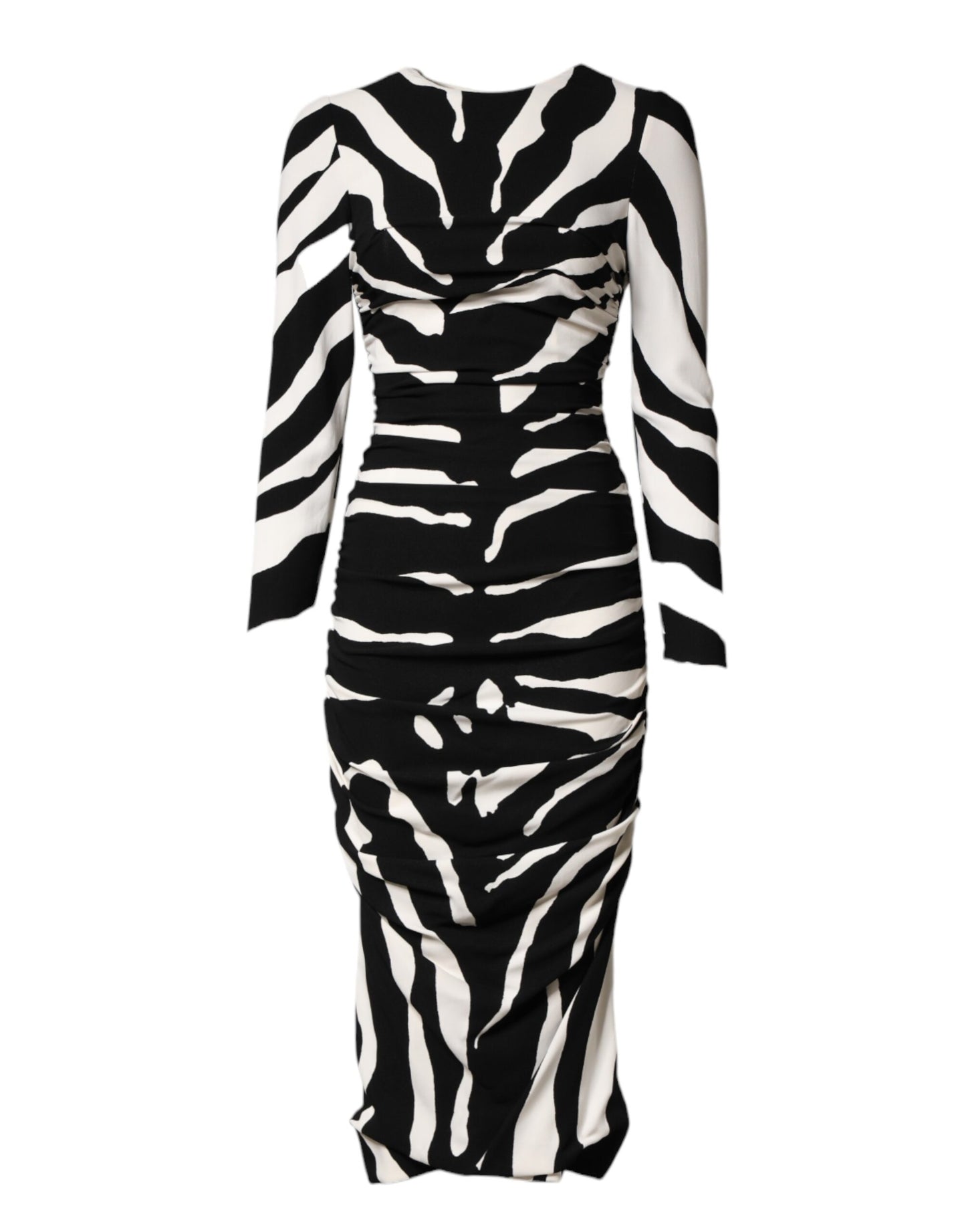 Dolce &amp; Gabbana Abito midi in viscosa zebrata bianco e nero