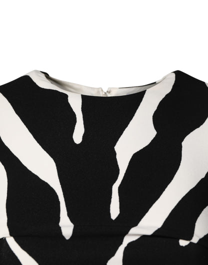 Dolce &amp; Gabbana Abito midi in viscosa zebrata bianco e nero