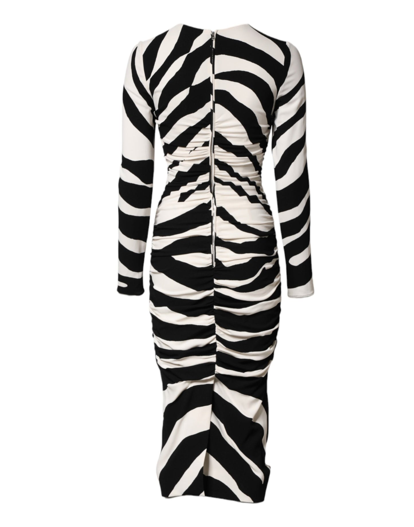 Dolce &amp; Gabbana Abito midi in viscosa zebrata bianco e nero