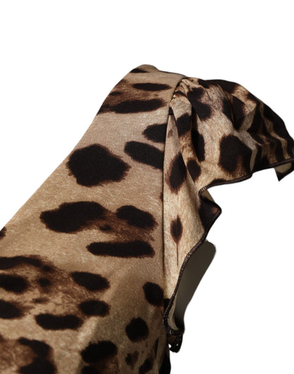 Dolce & Gabbana Abito midi senza maniche leopardato marrone