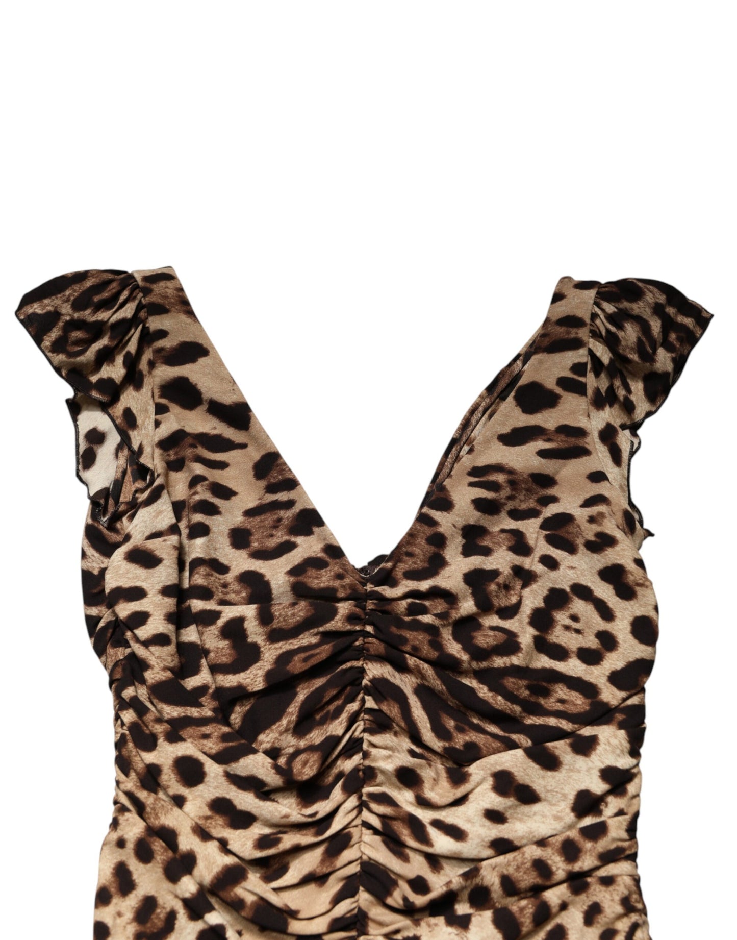 Dolce & Gabbana Abito midi senza maniche leopardato marrone