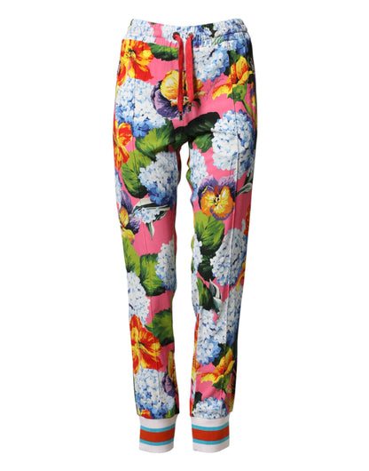Pantaloni jogger a vita media con stampa floreale multicolore Dolce &amp; Gabbana