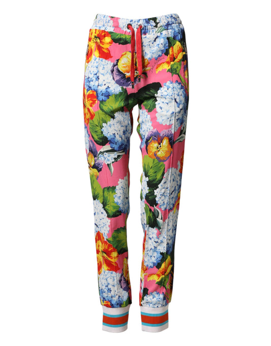 Pantaloni jogger a vita media con stampa floreale multicolore Dolce &amp; Gabbana