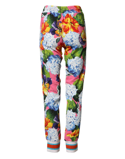 Pantaloni jogger a vita media con stampa floreale multicolore Dolce &amp; Gabbana