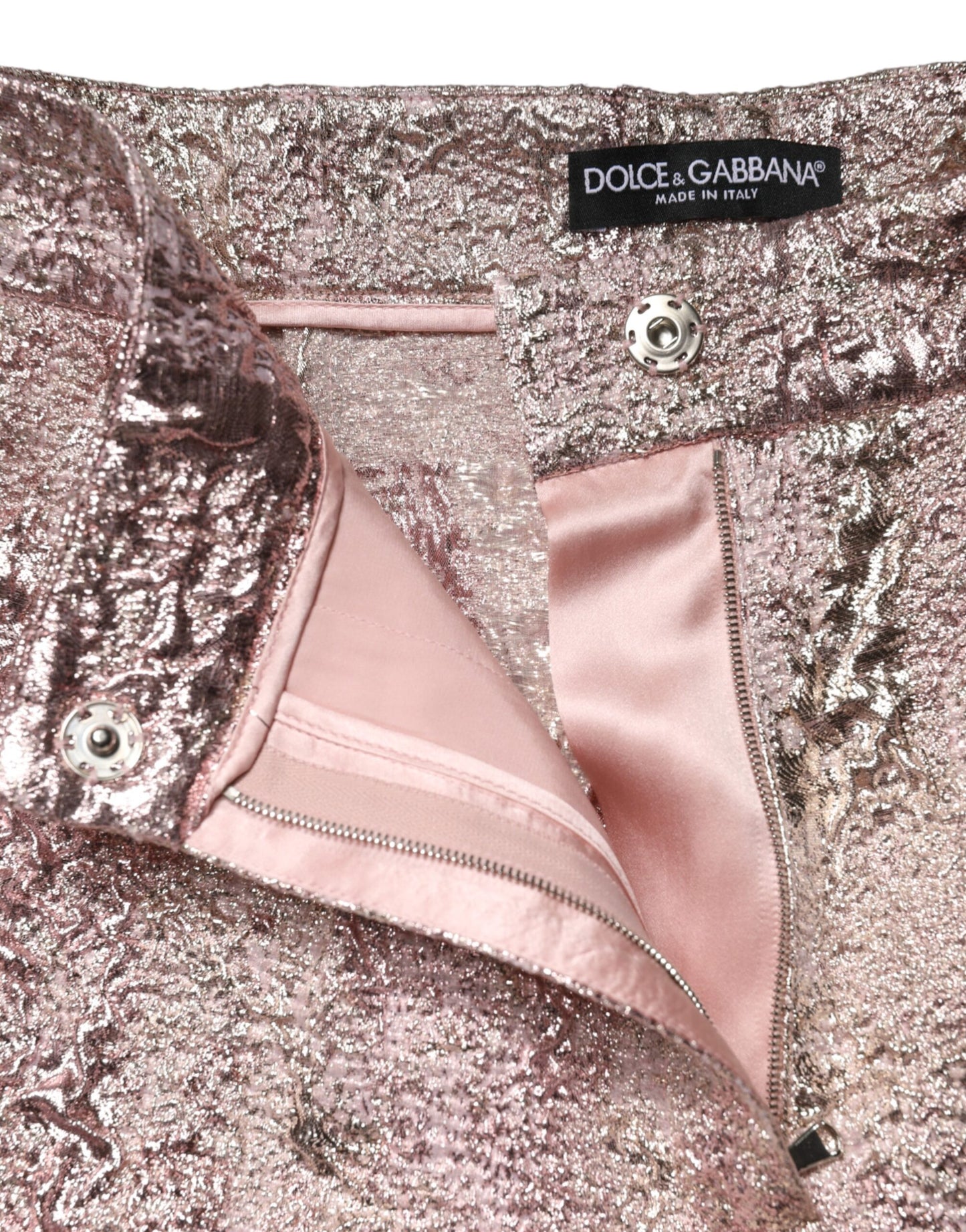 Shorts corti a vita alta in jacquard rosa Dolce &amp; Gabbana