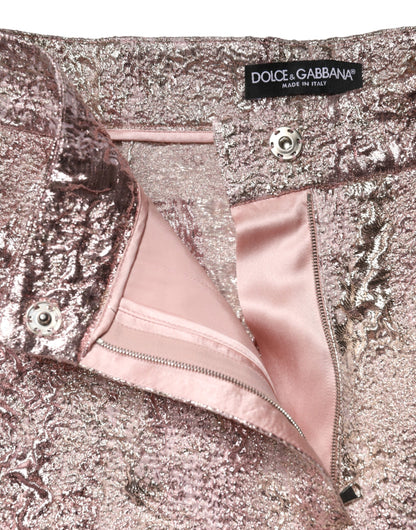 Shorts corti a vita alta in jacquard rosa Dolce &amp; Gabbana