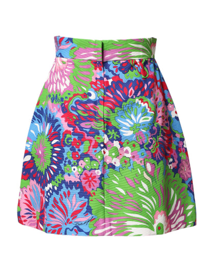 Mini shorts a vita alta con bottoni floreali multicolori Dolce &amp; Gabbana