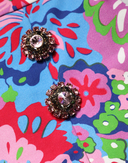 Mini shorts a vita alta con bottoni floreali multicolori Dolce &amp; Gabbana