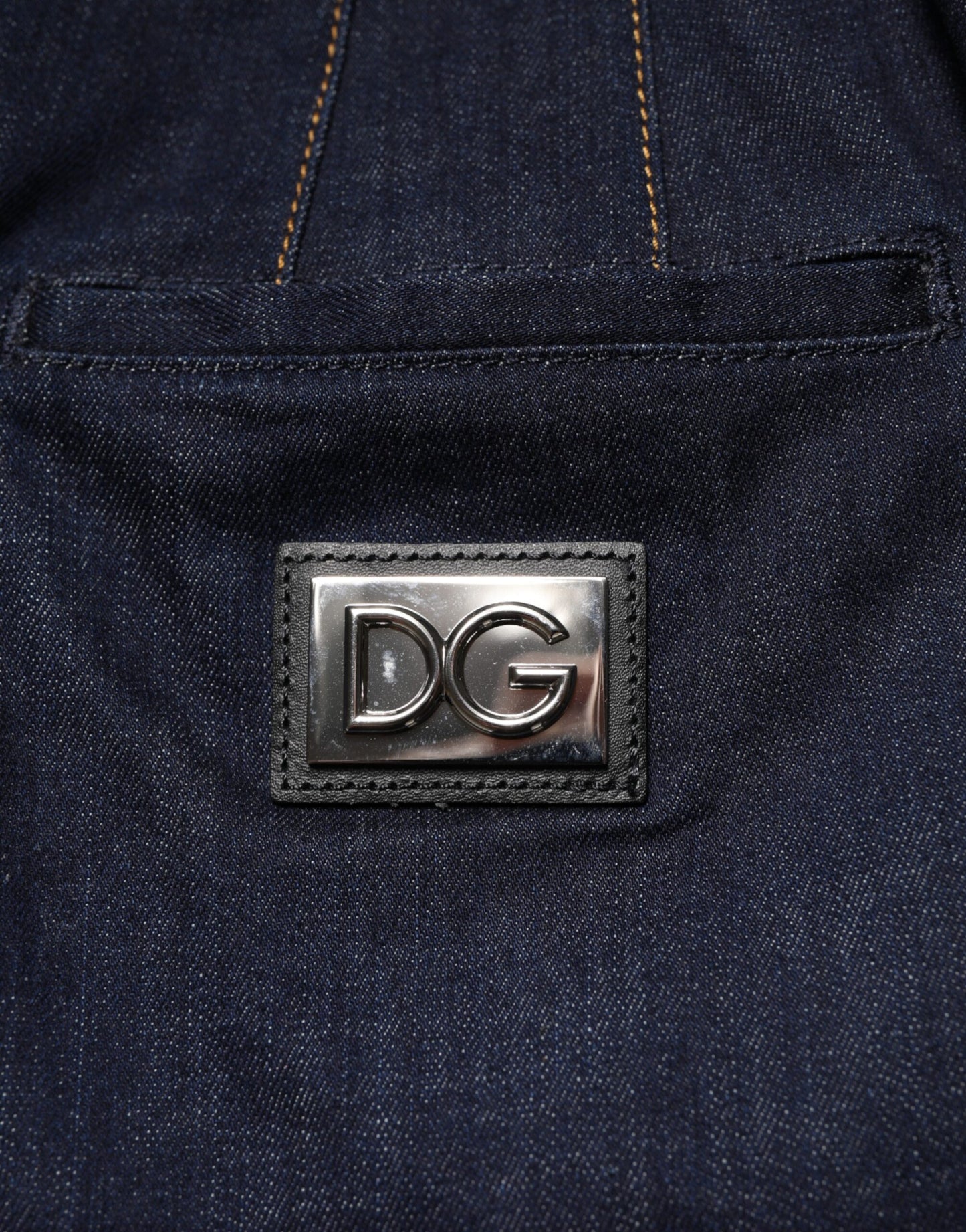 Gonna midi in denim a trapezio in cotone blu scuro Dolce &amp; Gabbana