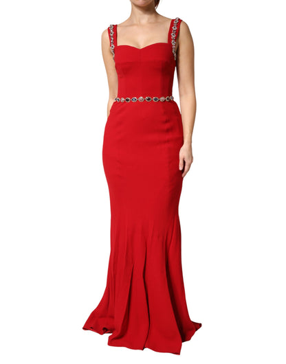 Abito a sirena con decori rossi Dolce & Gabbana