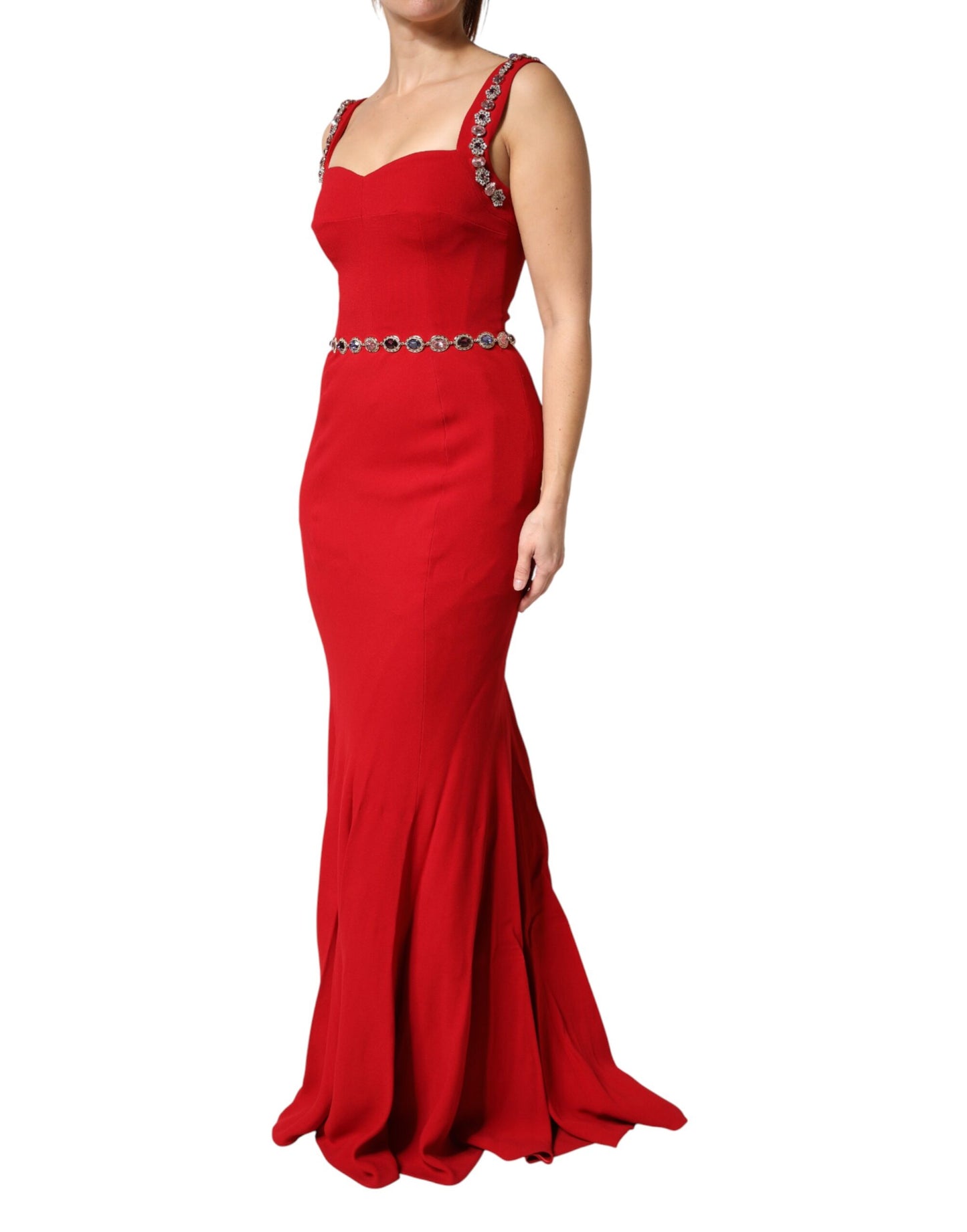 Abito a sirena con decori rossi Dolce & Gabbana