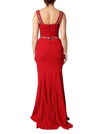 Abito a sirena con decori rossi Dolce & Gabbana