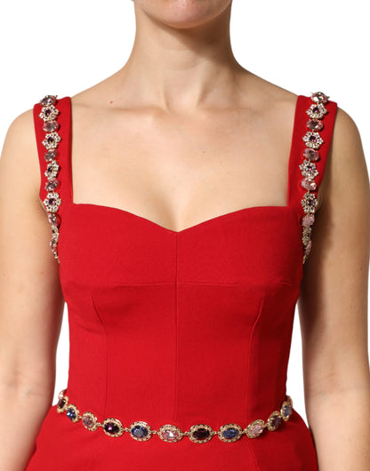 Abito a sirena con decori rossi Dolce & Gabbana