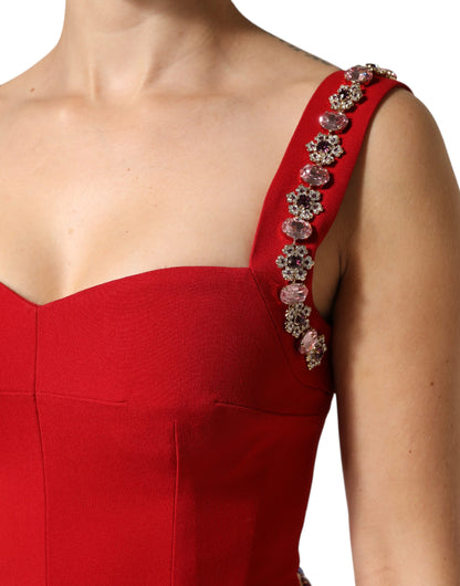 Abito a sirena con decori rossi Dolce & Gabbana