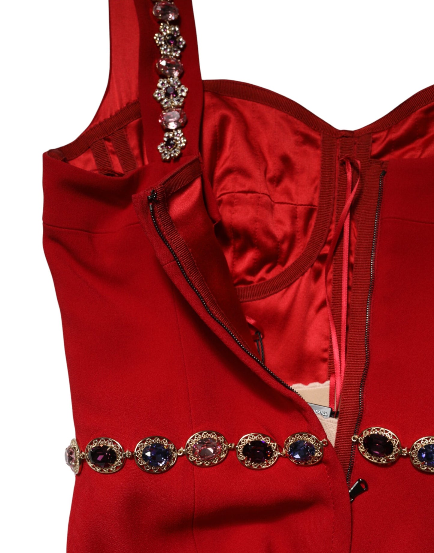 Abito a sirena con decori rossi Dolce & Gabbana
