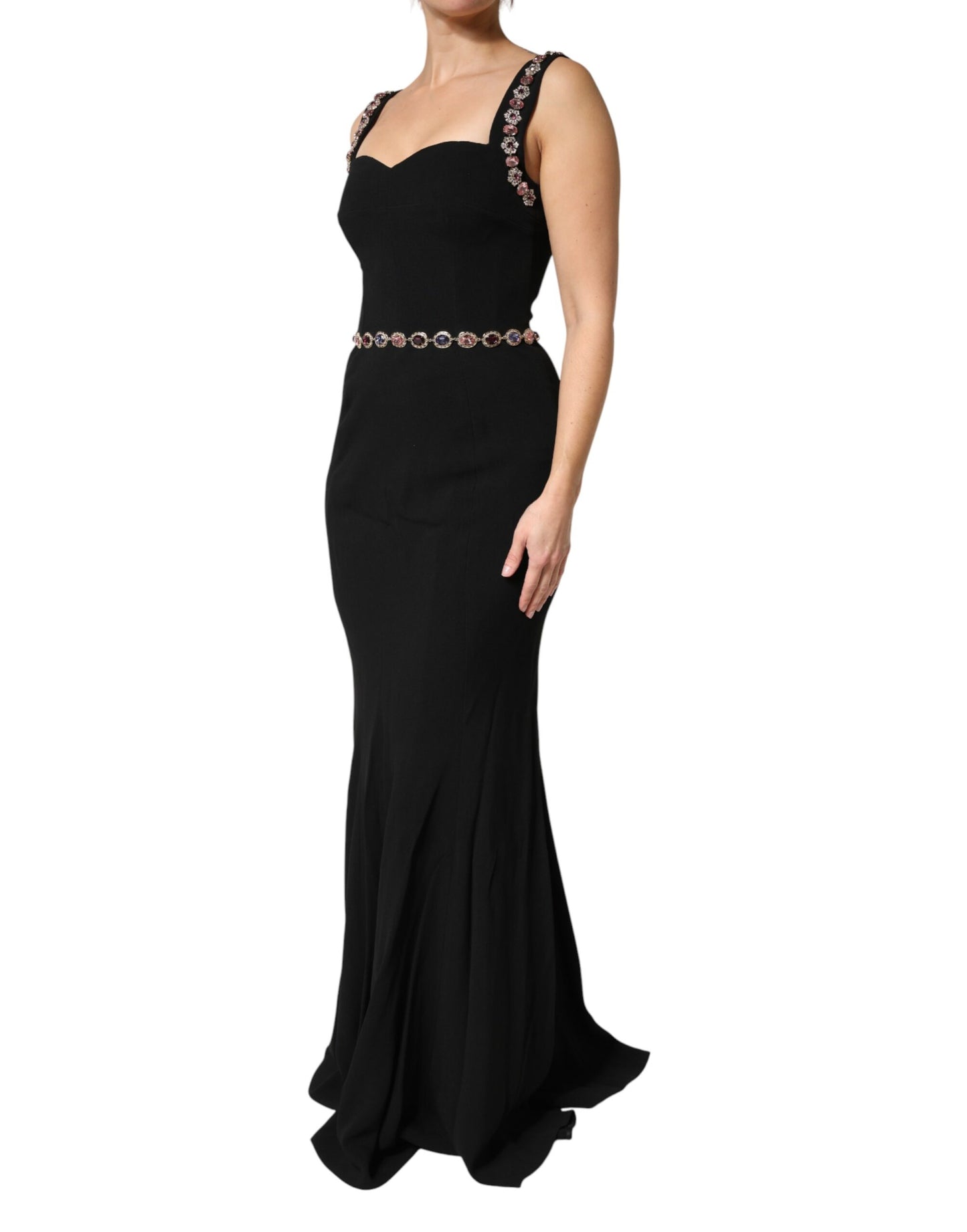 Abito a sirena con decori neri Dolce & Gabbana