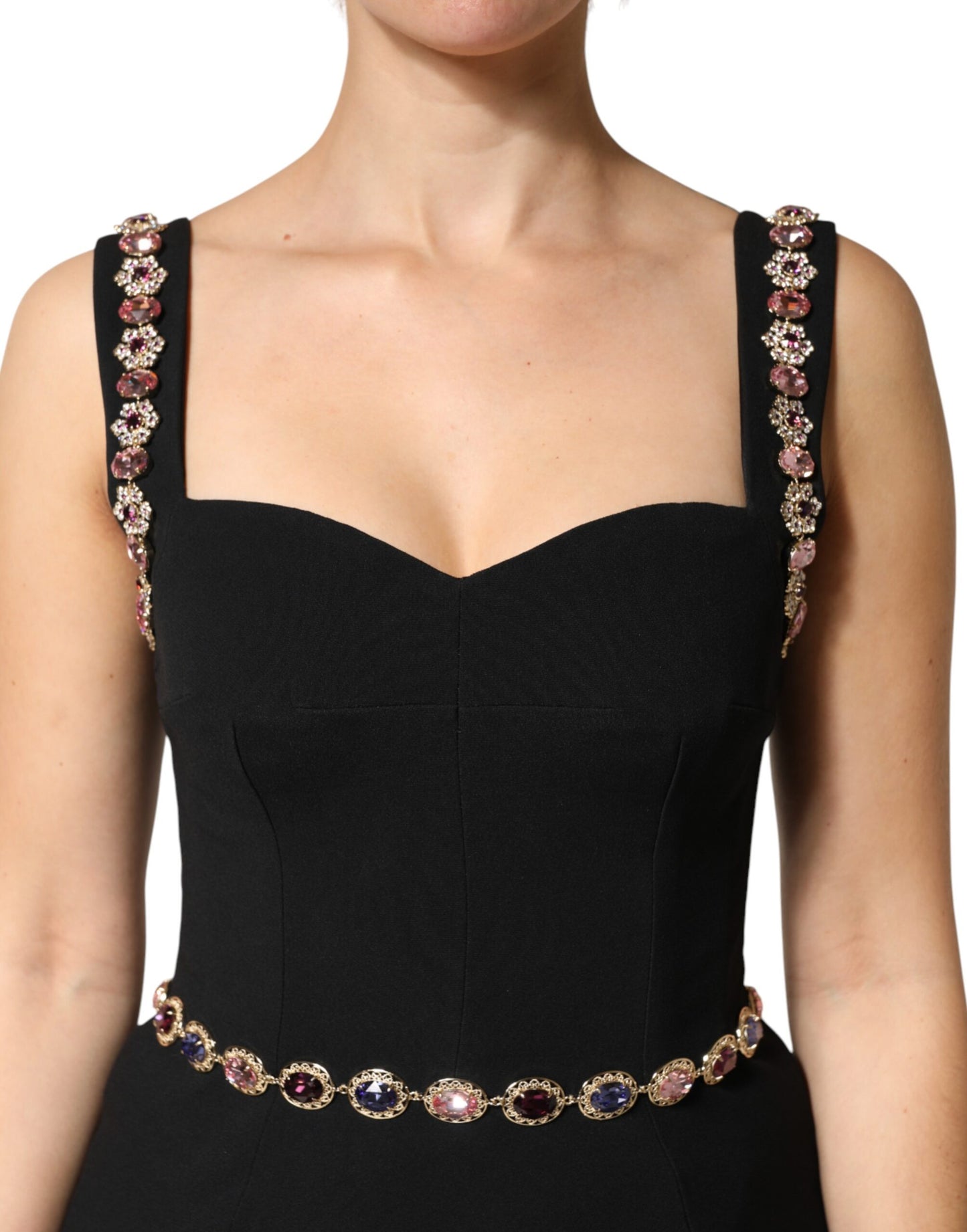 Abito a sirena con decori neri Dolce & Gabbana