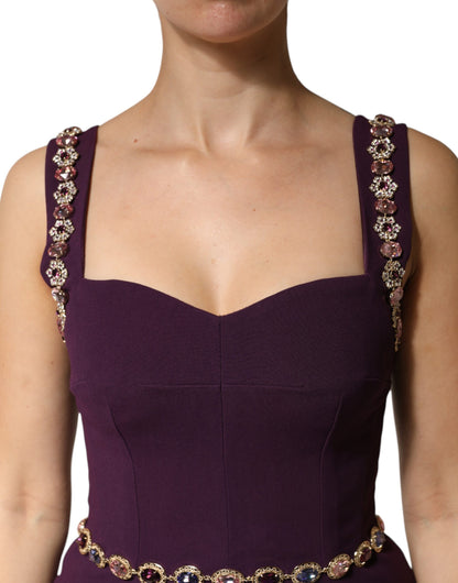 Abito a sirena con decori viola Dolce & Gabbana