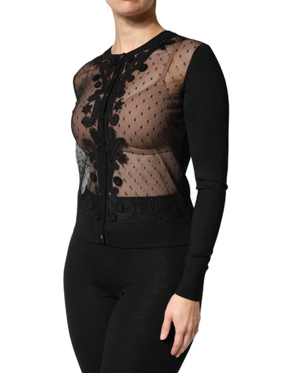 Dolce & Gabbana Cardigan nero trasparente con bottoni