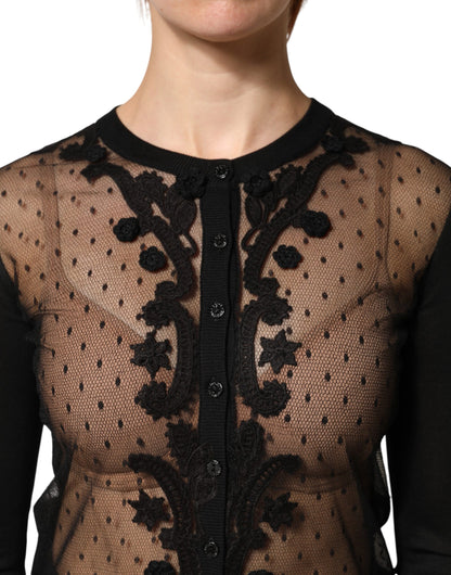 Dolce & Gabbana Cardigan nero trasparente con bottoni