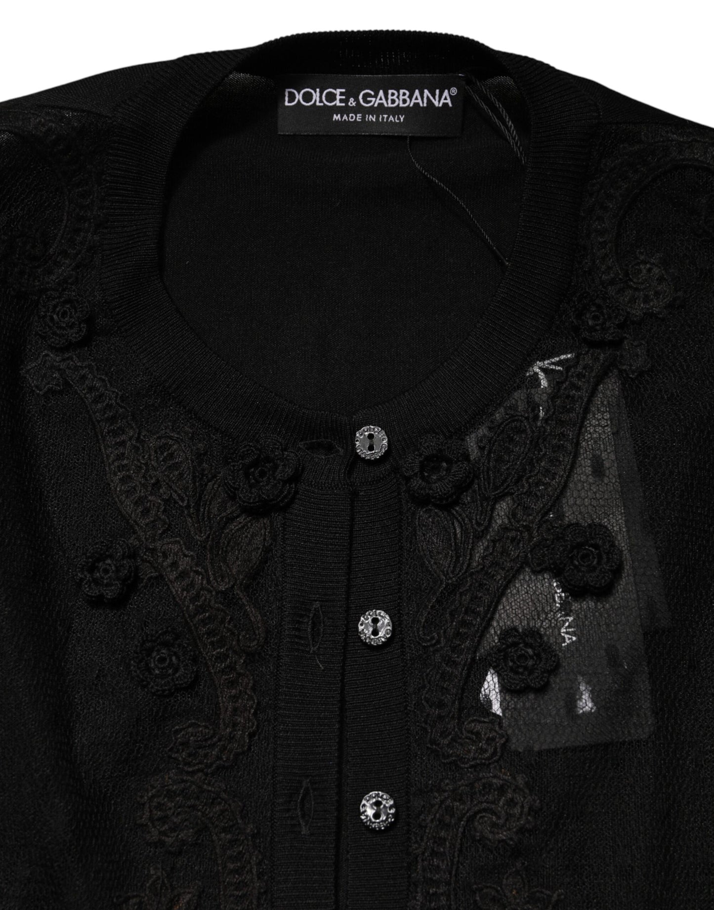 Dolce & Gabbana Cardigan nero trasparente con bottoni