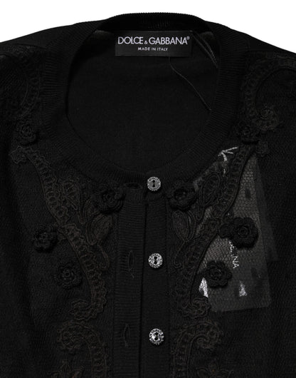 Dolce & Gabbana Cardigan nero trasparente con bottoni