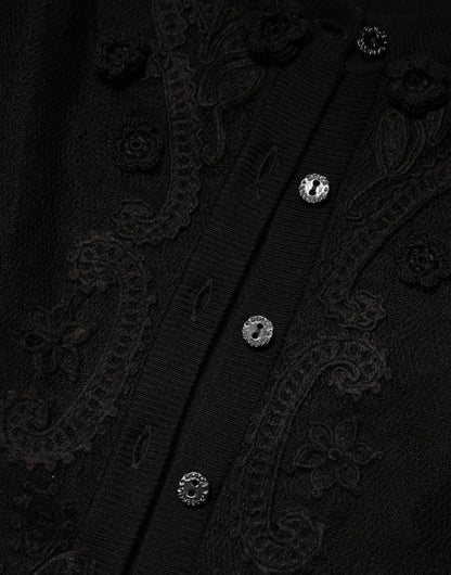 Dolce & Gabbana Cardigan nero trasparente con bottoni