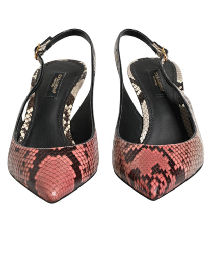 Scarpe con tacco e cinturino posteriore in pelle multicolore Dolce &amp; Gabbana