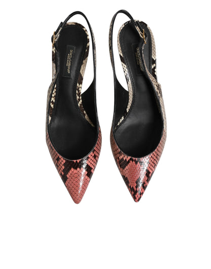 Scarpe con tacco e cinturino posteriore in pelle multicolore Dolce &amp; Gabbana