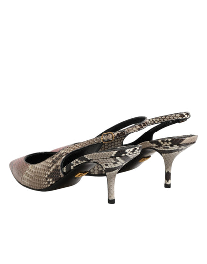 Scarpe con tacco e cinturino posteriore in pelle multicolore Dolce &amp; Gabbana