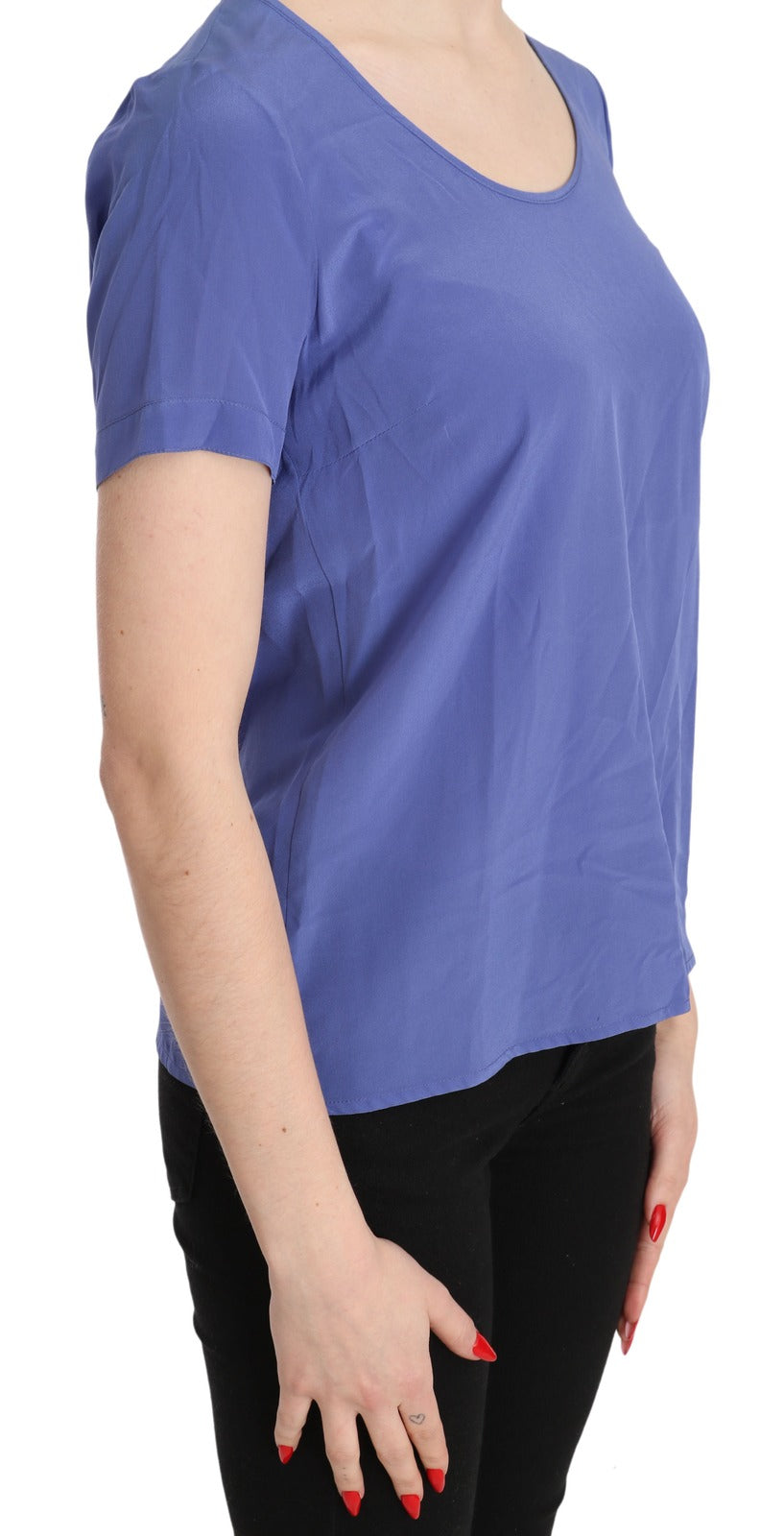 Patrizia Pepe Top casual a maniche corte in seta viola