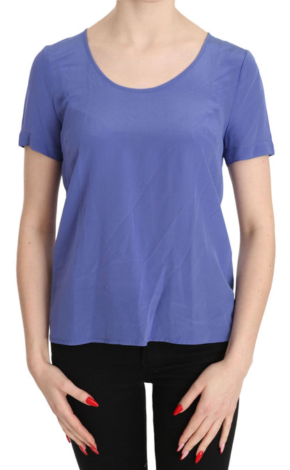 Patrizia Pepe Top casual a maniche corte in seta viola