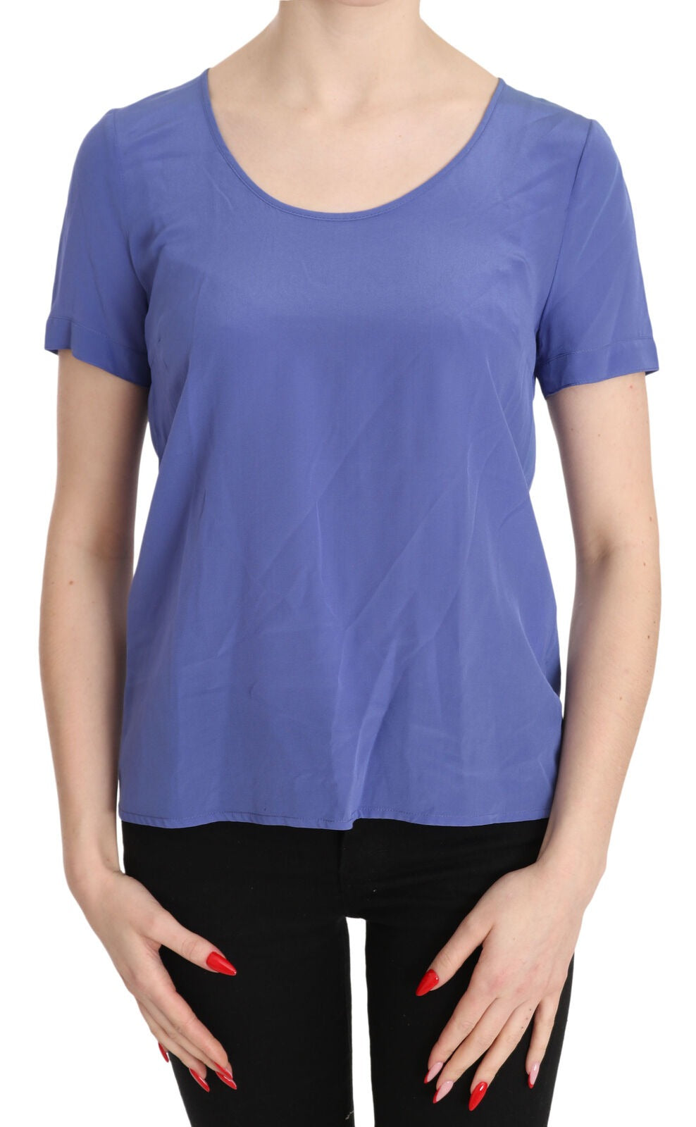 Patrizia Pepe Top casual a maniche corte in seta viola