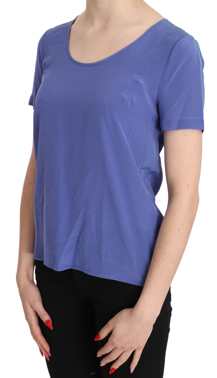 Patrizia Pepe Top casual a maniche corte in seta viola