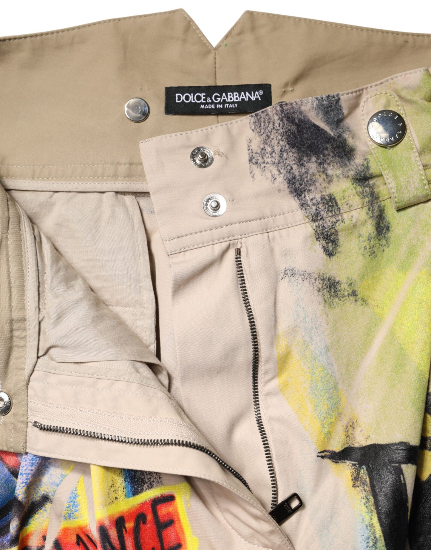 Bermuda a vita alta con graffiti multicolor Dolce &amp; Gabbana