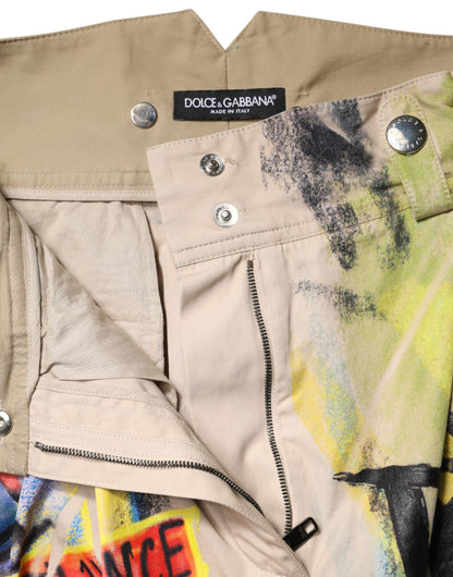 Bermuda a vita alta con graffiti multicolor Dolce &amp; Gabbana