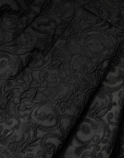Pantaloni a vita alta in broccato floreale nero Dolce &amp; Gabbana